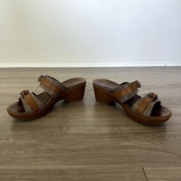 Dansko Jessie Sand Lizard Sandal Slip On Snakeskin Cognac 39 Clog Sandals - Picture 4 of 9